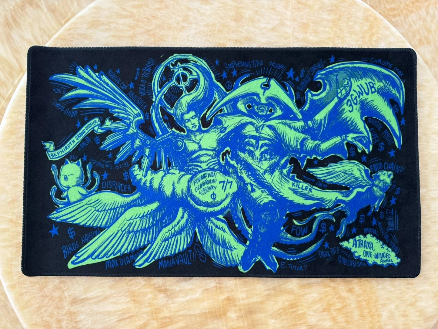 Goldsabertooth MTG Playmat SEPHIROTH ATRAXA   Premium Fuzzy Microfiber0