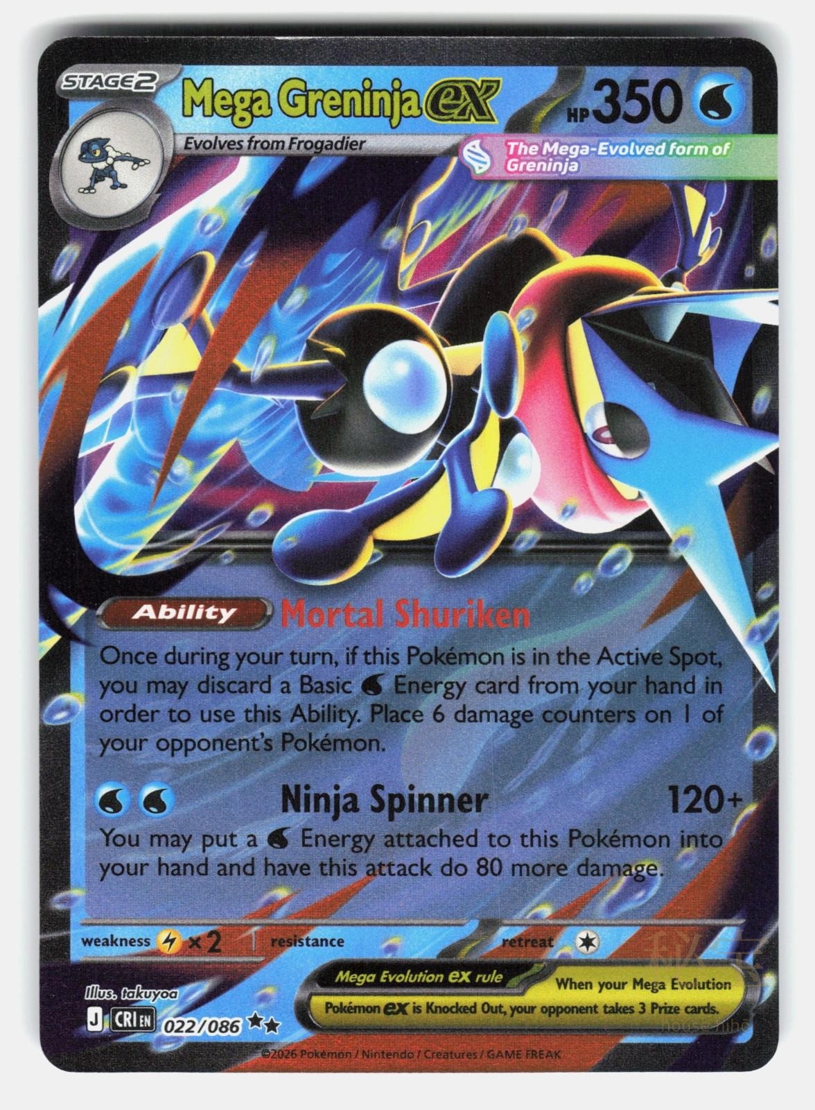 MEGA GRENINJA EX CRI 022/086   Pokemon   2026 TAKUYOA NM/M0