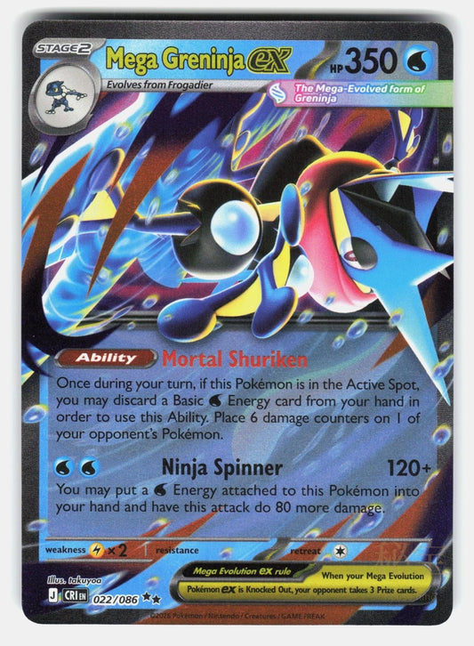MEGA GRENINJA EX CRI 022/086   Pokemon   2026 TAKUYOA NM/M0