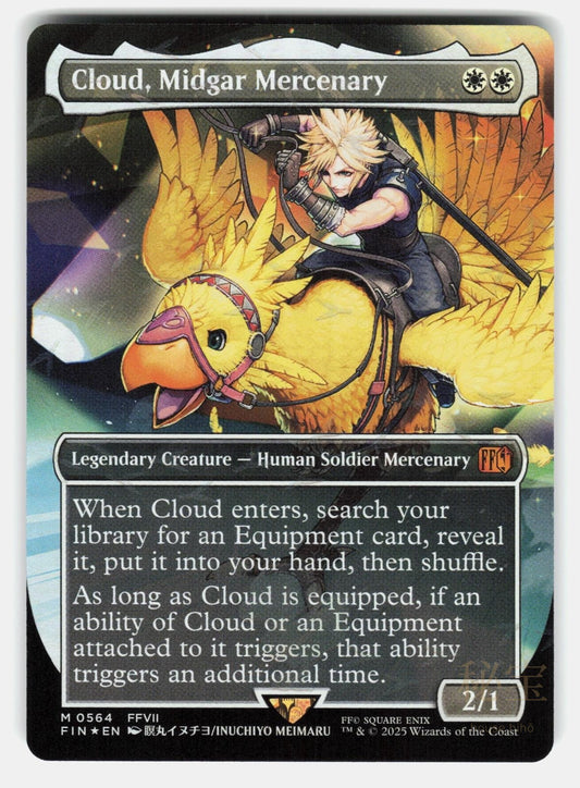 CLOUD, MIDGAR MERCENARY (BORDERLESS) ( CHOCOBO TRACK FOIL )   MTG   MEIMARU NM/M0