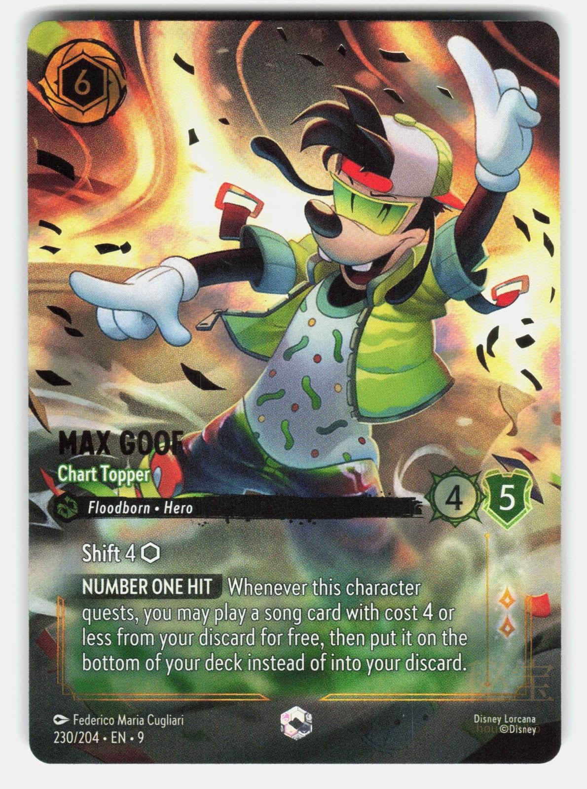 MAX GOOF   CHART TOPPER (ENCHANTED) 230/204 HOLO   LORCANA   NM/M0