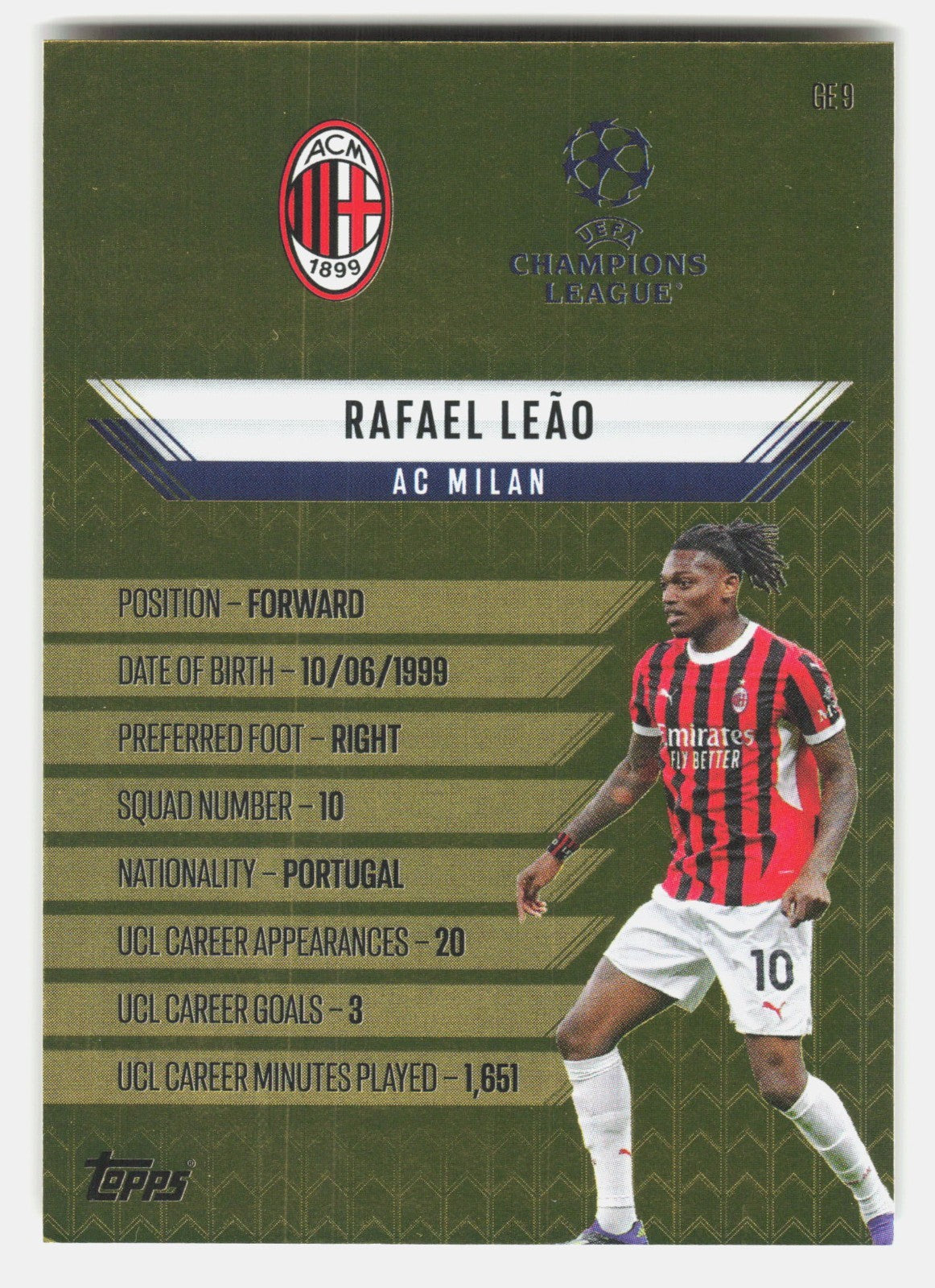 Golden Edge Edition Rafael Leão   Topps   MP Corner1