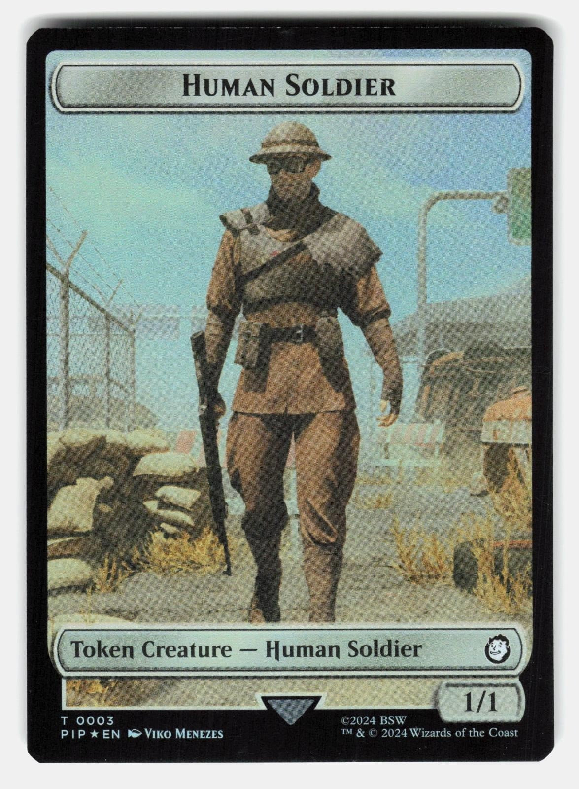 FOOD (0014) // HUMAN SOLDIER DOUBLE SIDED TOKEN FOIL   MTG   MENEZES NM/M1