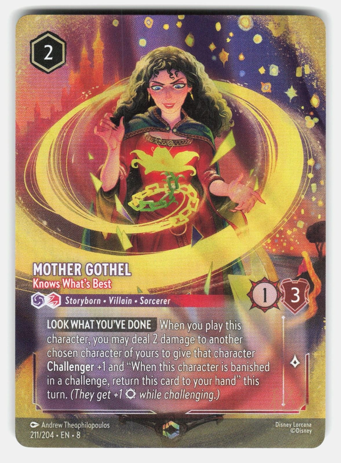 MOTHER GOTHEL - KNOWS WHAT'S BEST (ENCHANTED) 211/204 HOLO - LORCANA - NM/M0