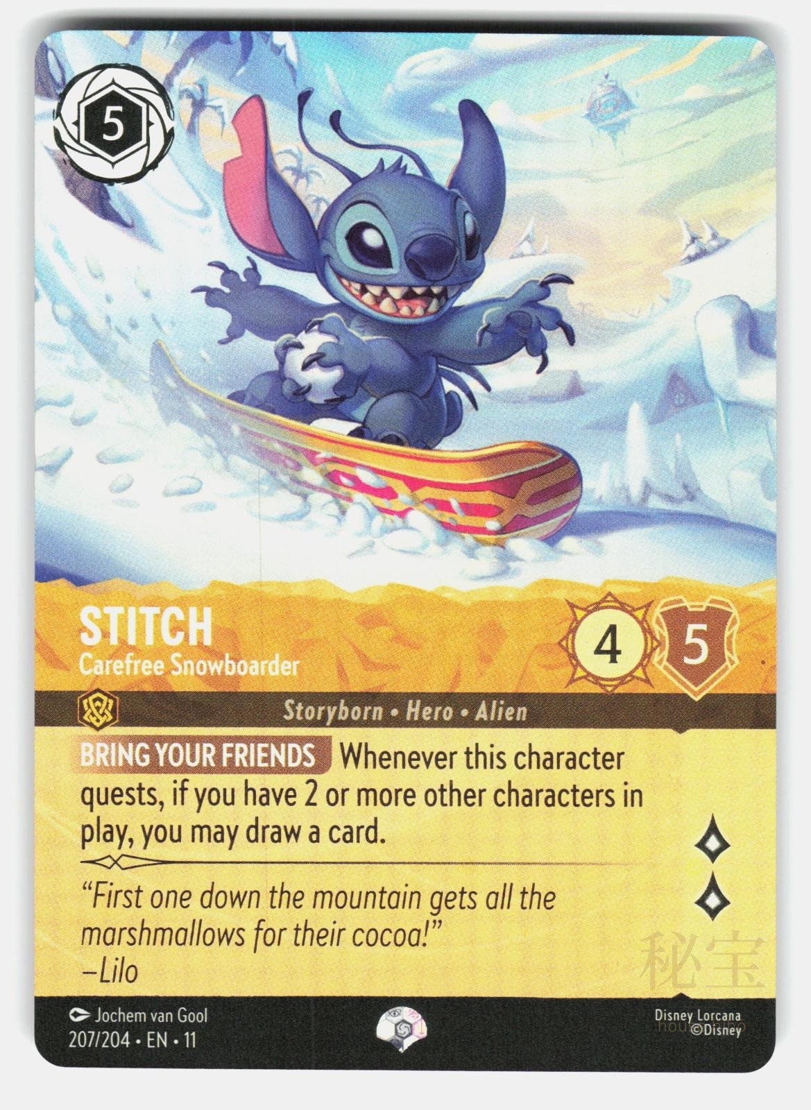 STITCH   CAREFREE SNOWBOARDER (EPIC) 207/204 HOLO   LORCANA   NM/M0