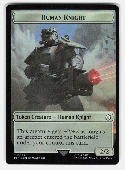 TREASURE (0018) // HUMAN KNIGHT DOUBLE SIDED TOKEN FOIL   MTG   WU NM/M0