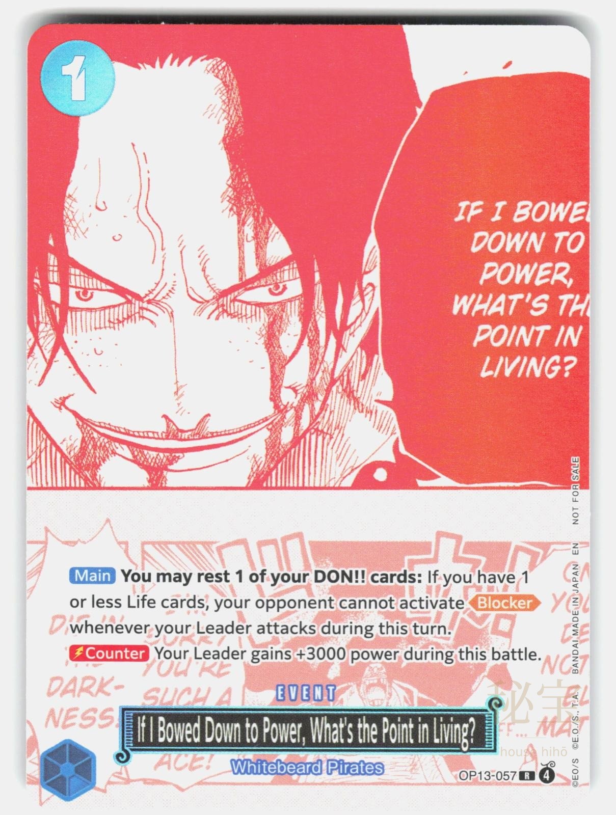 IF I BOWED DOWN TO POWER, WHAT'S THE POINT IN LIVING? FOIL   One Piece   NM/M0