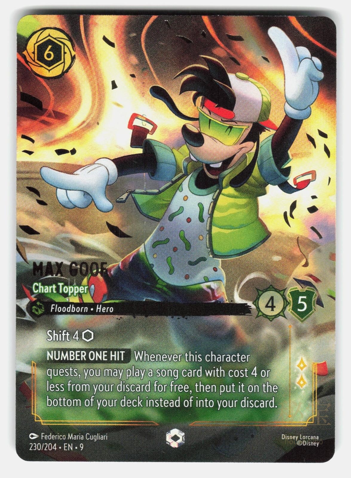 MAX GOOF   CHART TOPPER (ENCHANTED) 230/204 HOLO   LORCANA   NM/M0