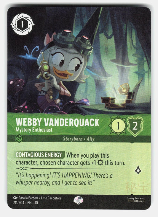 WEBBY VANDERQUACK   MYSTERY ENTHUSIAST ( EPIC ) HOLO   Lorcana   CACCIATORE NM/M0