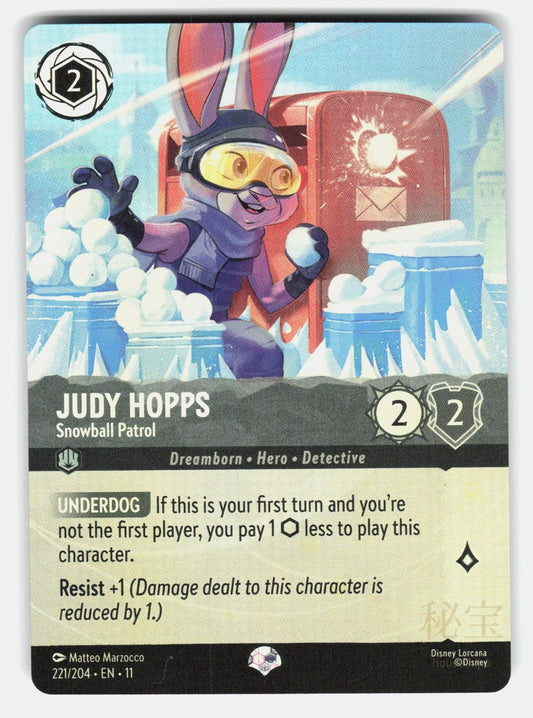 JUDY HOPPS   SNOWBALL PATROL (EPIC) 221/204 HOLO   LORCANA   NM/M0