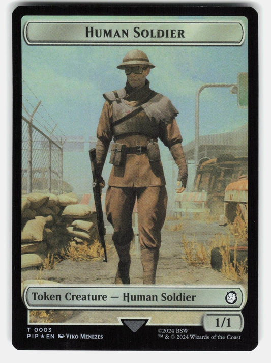 RADIATION // HUMAN SOLDIER DOUBLE SIDED TOKEN FOIL   MTG   MENEZES NM/M0
