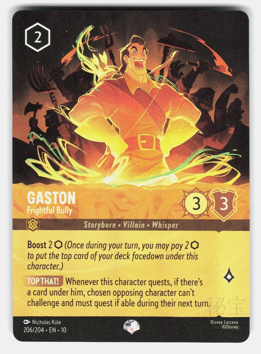 GASTON - FRIGHTFUL BULLY (EPIC) 206/204 HOLO - LORCANA - NM/M0