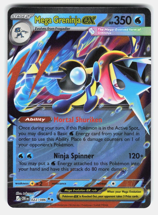 MEGA GRENINJA EX CRI 022/086   Pokemon   2026 TAKUYOA NM/M0