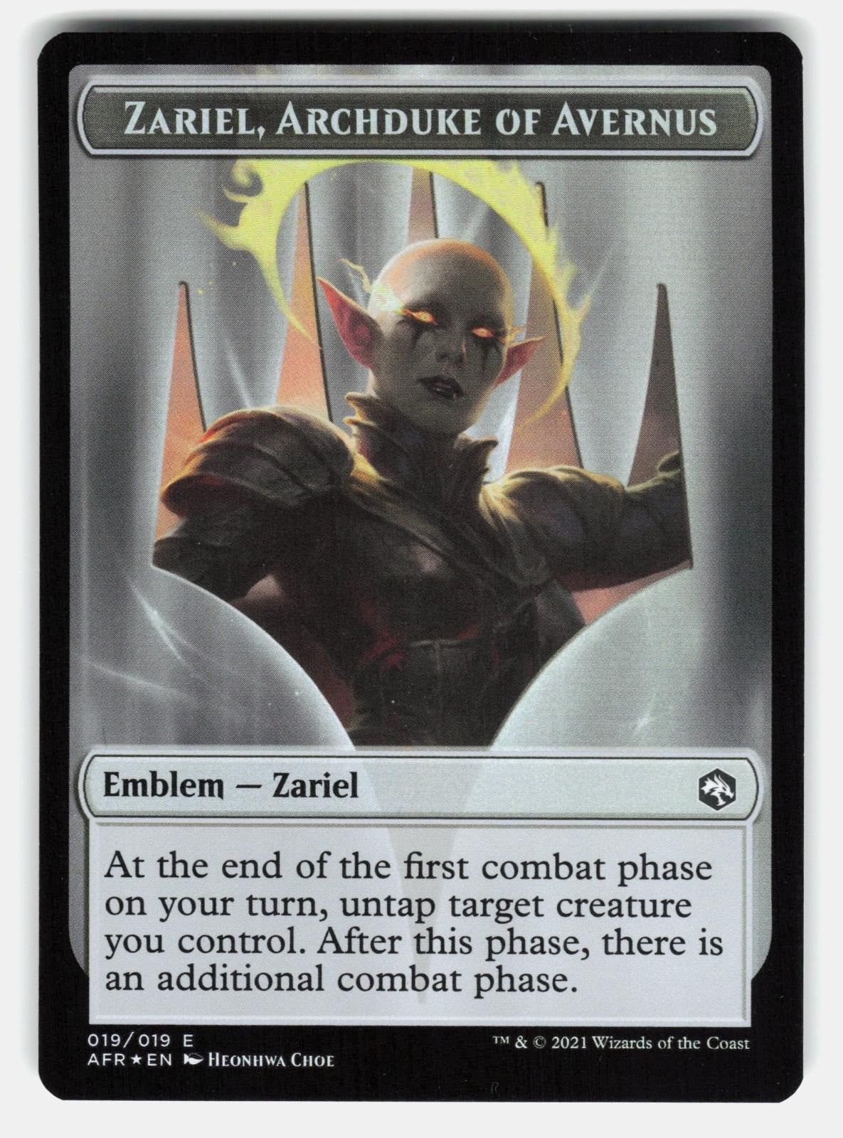 TREASURE // EMBLEM   ZARIEL, ARCHDUKE OF AVERNUS DOUBLE SIDED FOIL   CHOE NM/M0