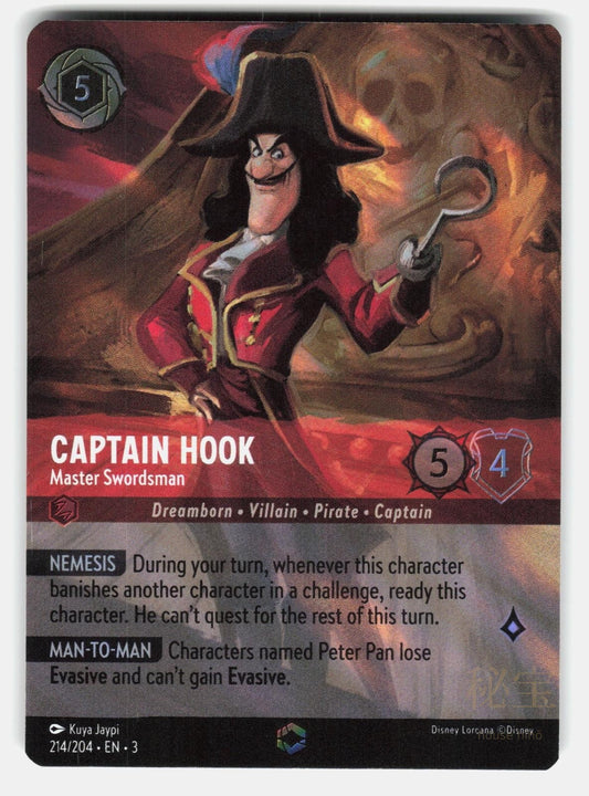 CAPTAIN HOOK - MASTER SWORDSMAN (ENCHANTED) 214/204 HOLO - LORCANA - NM/M0
