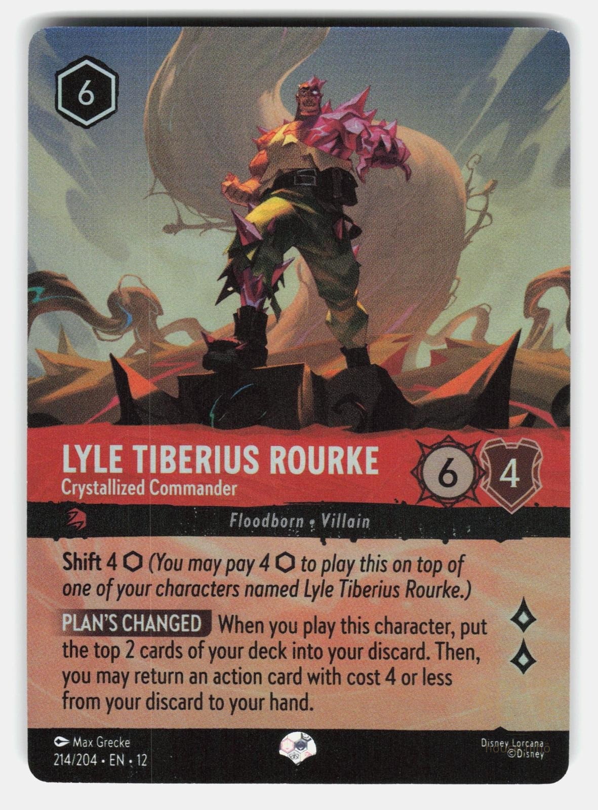 LYLE TIBERIUS ROURKE - CRYSTALLIZED COMMANDER (EPIC) 214/204 HOLO - LORCANA - NM0